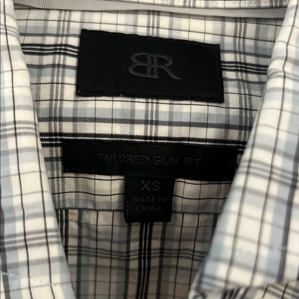 Banana Republic tailored slim fit - Men's Black and White Plaid Shirt - XS